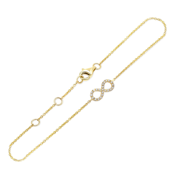 Goldarmband als mit 0,09 Karat Diamanten, Gelbgold 585 / 14 Karat, 17,8 cm